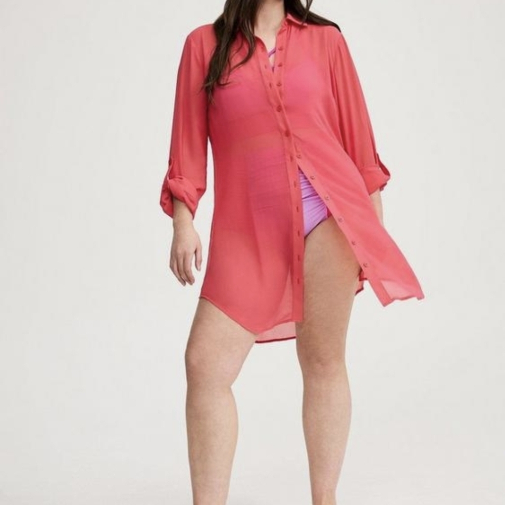 Torrid Vibrant Red Long Sleeve Shirt